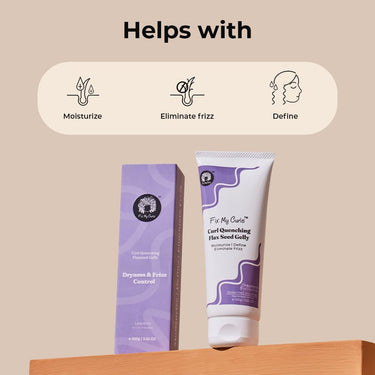 Fix My Curls Curl Quenching Flaxseed Gelly | With Aloe Vera, Chia & Flax Seeds | For Curly, Wavy & Frizzy Hair | Silicone Free Curl Definition with Strong Hold Curl Defining Gel | Vegan | 100gm